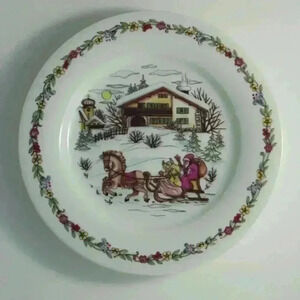 VTG GERMANY SANTA CLAUS WHT HUTSCHENREUTHER COLLECTIBLE HOLIDAY CHRISTMAS PLATE 